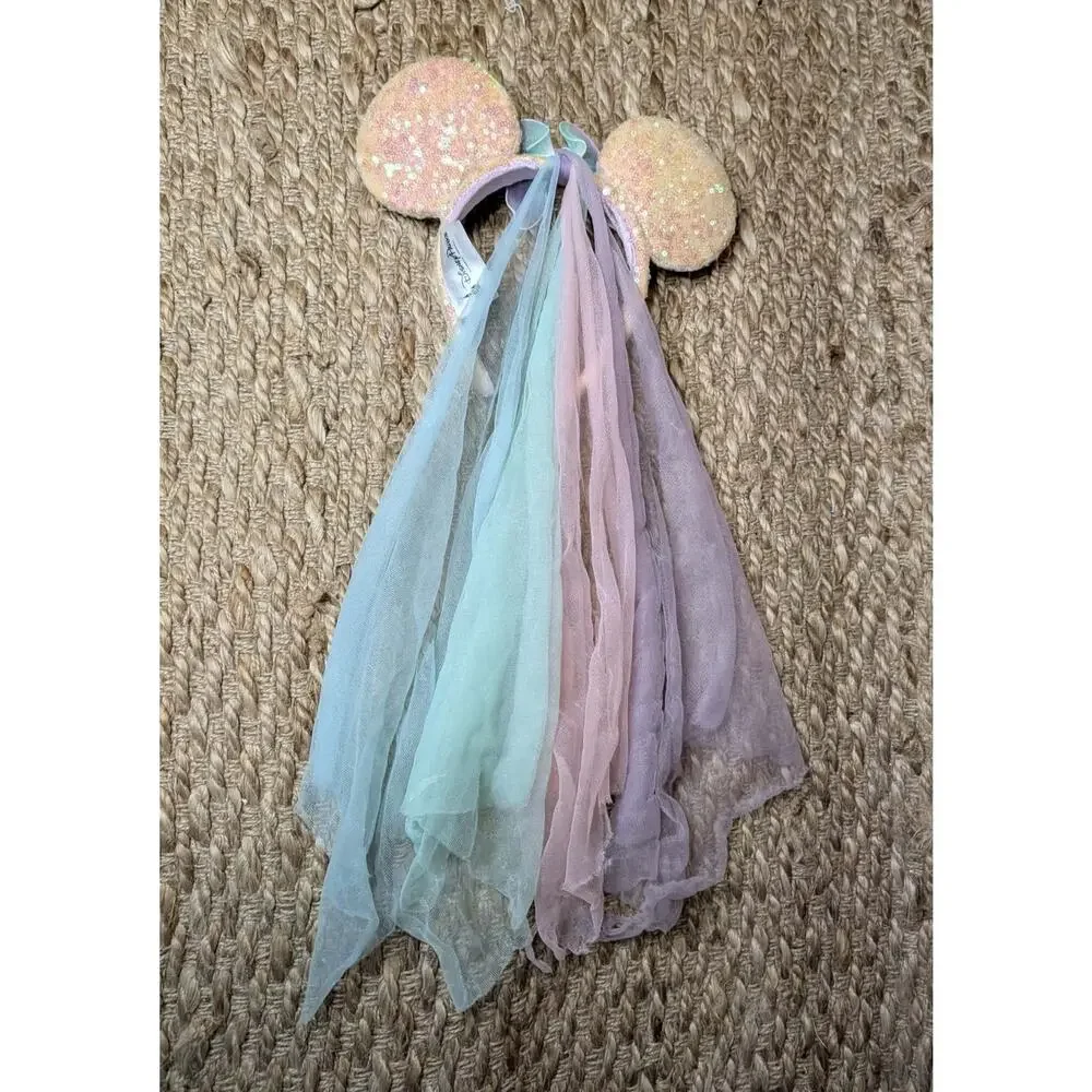 Disney Mini Mouse Ears Pink Sequin Fairy Headband Butterfly Princess Costume